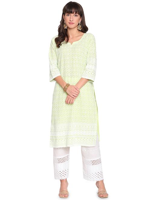 chikankari straight kurta - 17894221 - Very Small Image - 1
