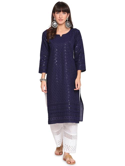 navy straight kurta - 17894236 - Very Small Image - 1
