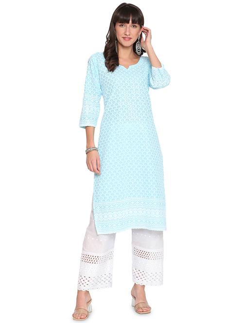chikankari straight kurta - 17894244 - Very Small Image - 1