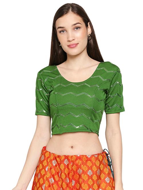 green cotton lycra solid blouse - 17894363 - Very Small Image - 1