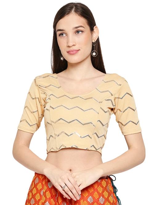 gold cotton lycra solid blouse - 17894365 - Very Small Image - 1