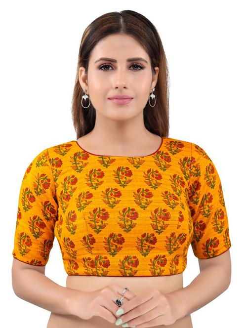 yellow cotton printed blouse - 17894462 - Very Small Image - 1