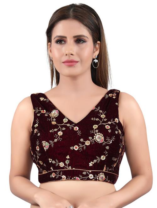 red velvet embroidered blouse - 17894514 - Very Small Image - 1