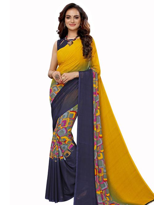 abstract printed saree with blouse - 17894703 - Very Small Image - 1