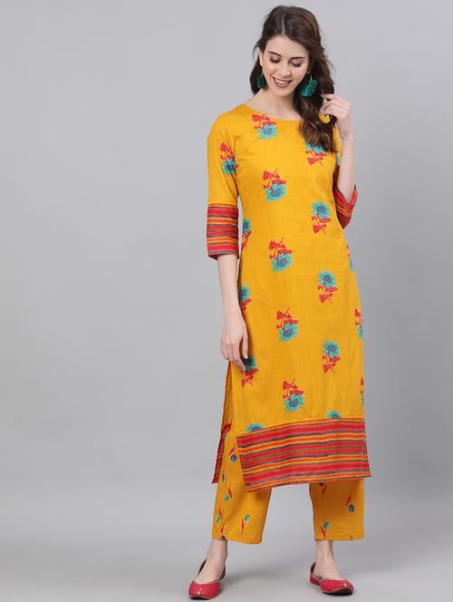 floral printed kurta pant set - 17895874 - Very Small Image - 1