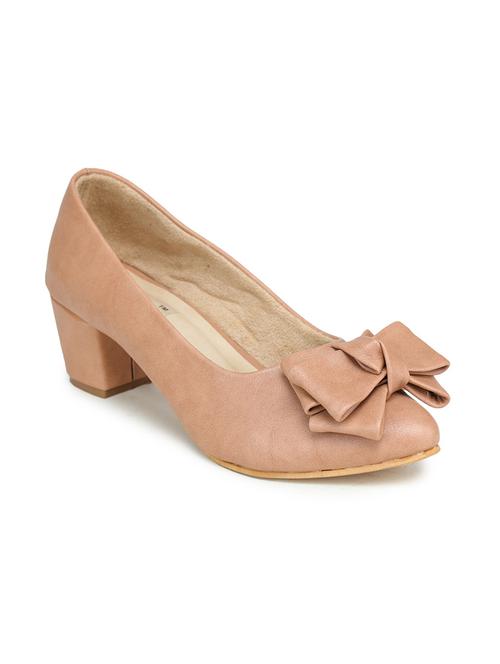 beige solid block heel pump - 17895956 - Very Small Image - 1