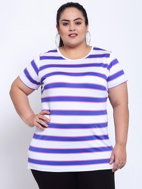 round neck striped plus tee - 17895998 - Very Small Image - 1