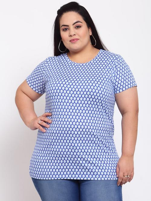 round neck floral plus tee - 17896002 - Very Small Image - 1