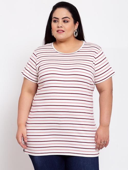 round neck striped plus tee  - 17896011 - Very Small Image - 1