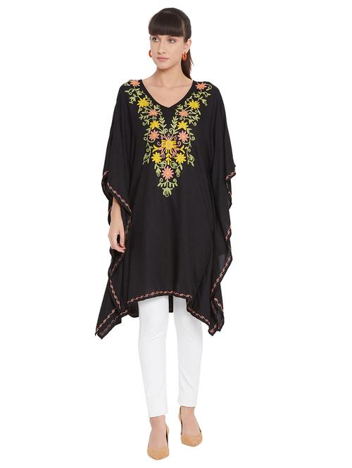 v-neck embroidered detail kaftan - 17896560 - Very Small Image - 1