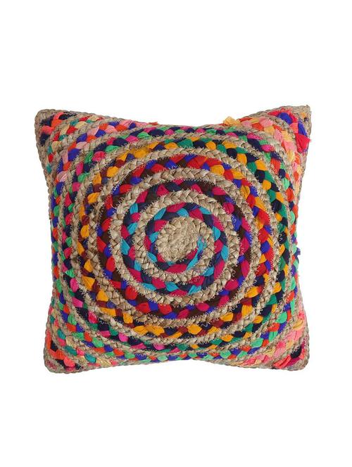 jute and chindi recycled fabric cushion cover - 17896965 - Very Small Image - 1