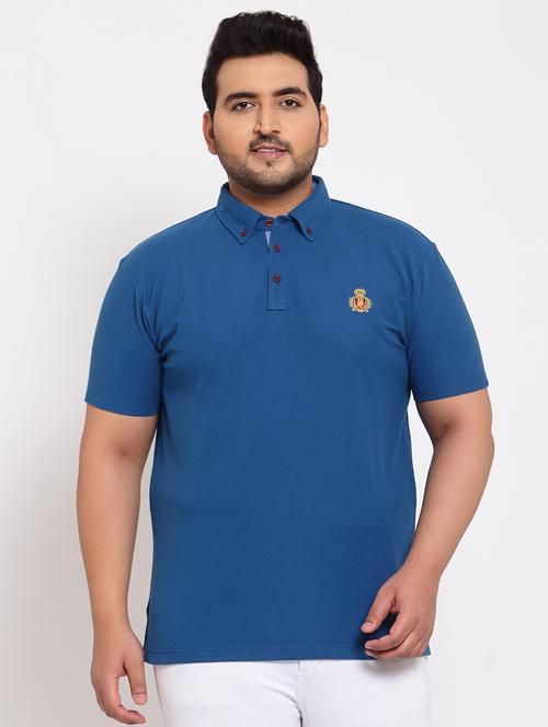 plus blue solid collared t-shirt  - 17897248 - Very Small Image - 1