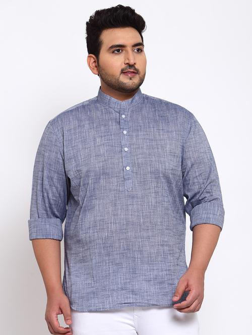 plus size blue solid short kurta - 17897277 - Very Small Image - 1