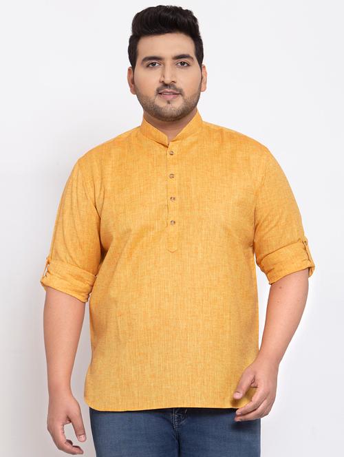 plus size yellow solid short kurta - 17897281 - Very Small Image - 1