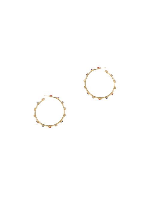 multi colored crystal hoop style big dangle earrings - 17898279 - Very Small Image - 1
