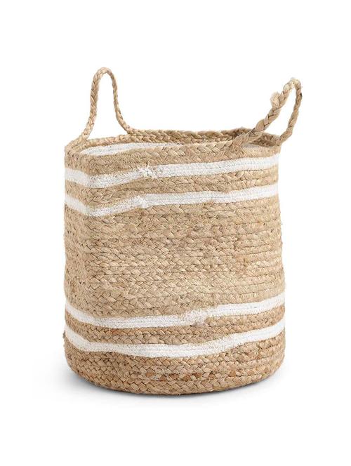 multi-utility jute basket with white stripes - 17900212 - Very Small Image - 1