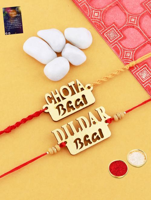 pack of 2 thread rakhi with roli chawal and greeting card  - 17900840 - Very Small Image - 1
