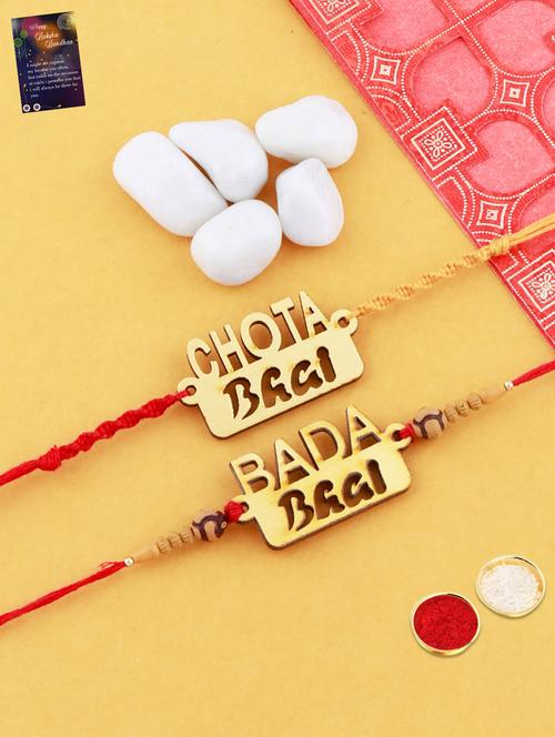pack of 2 thread rakhi with roli chawal and greeting card  - 17900842 - Very Small Image - 1