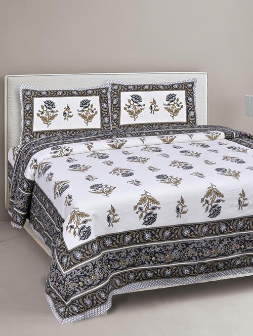 grey floral allure double bedsheet - 17902060 - Very Small Image - 1