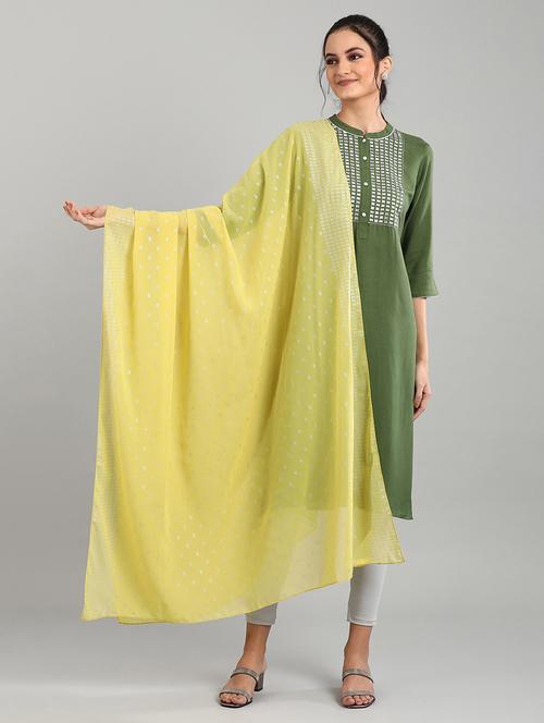 yellow dupatta with printed detail. - 17902110 - Very Small Image - 1