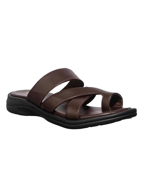 brown synthetic & mesh slip on sandals - 17904076 - Very Small Image - 1
