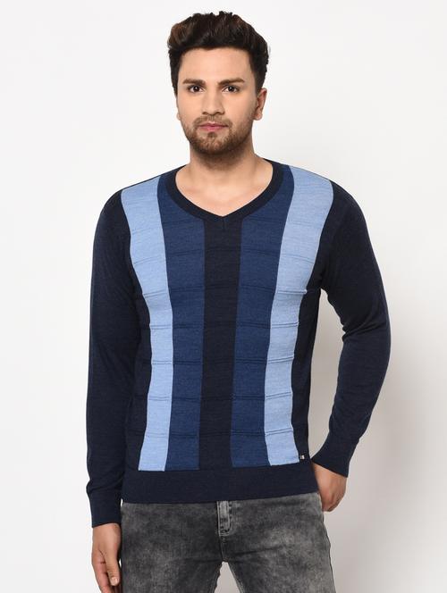 navy blue color block pullover - 17905003 - Very Small Image - 1