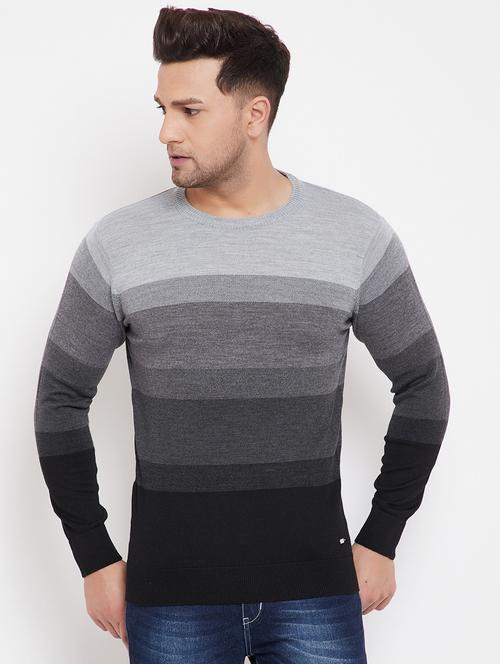 grey color block pullover - 17905043 - Very Small Image - 1