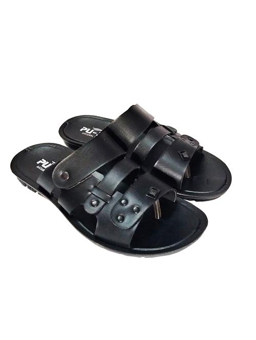black leatherette slip on sandals - 17905846 - Very Small Image - 1