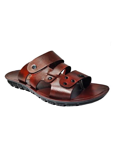 brown leatherette slip on sandals - 17905847 - Very Small Image - 1