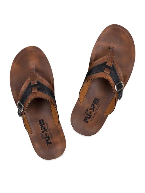 tan leatherette slip on sandals - 17906025 - Very Small Image - 1