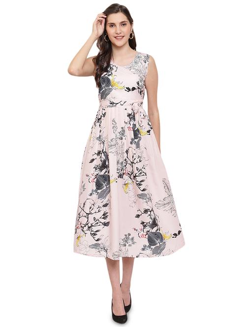 tie front floral flared dress - 17906269 - Very Small Image - 1