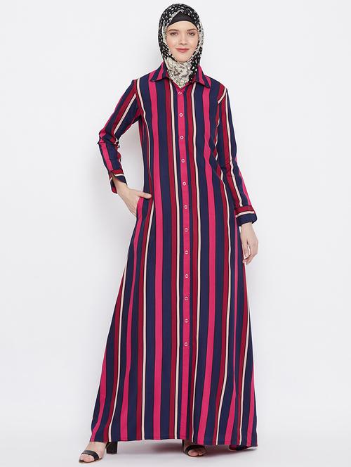 striped a-line cloaks & abaya - 17906742 - Very Small Image - 1