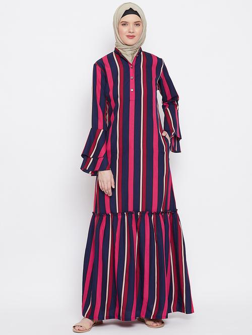 striped a-line cloaks & abaya - 17906743 - Very Small Image - 1