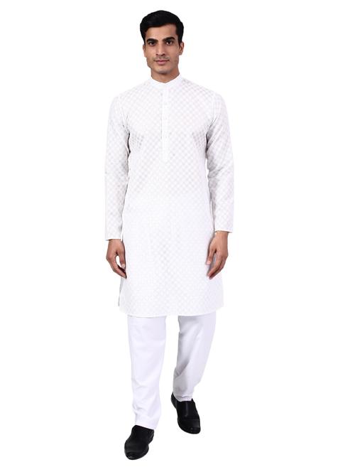 white printed kurta pyjama set - 17908238 - Very Small Image - 1