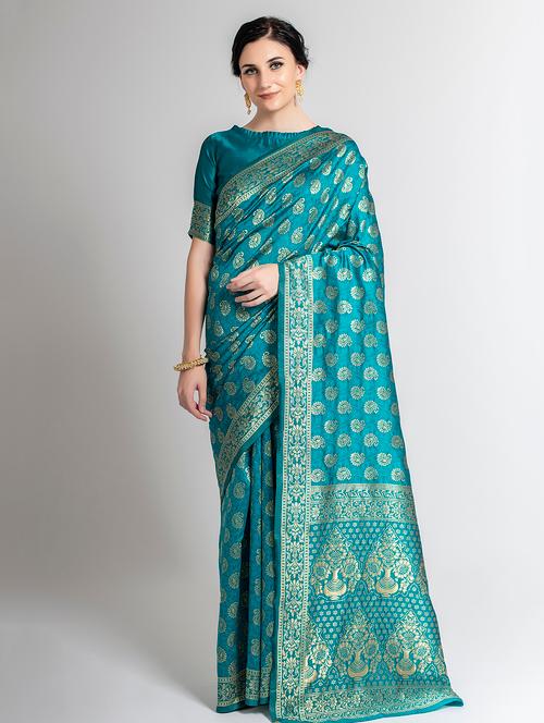 jacquard work banarasi saree with blouse - 17908370 - Very Small Image - 1