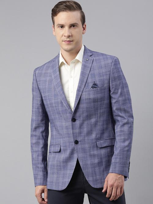 blue checkered single breasted casual blazer - 17908445 - Very Small Image - 1