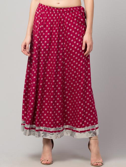 pink rayon aline skirt - 17909379 - Very Small Image - 1