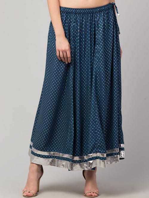 blue rayon aline skirt - 17909380 - Very Small Image - 1
