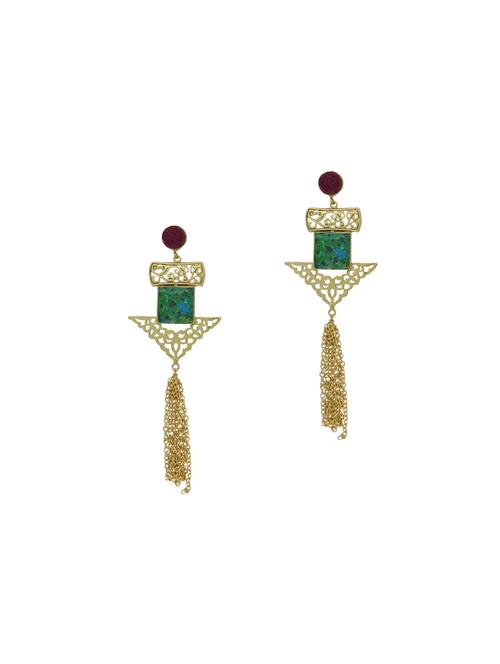 pink brass drop earring - 17909527 - Very Small Image - 1
