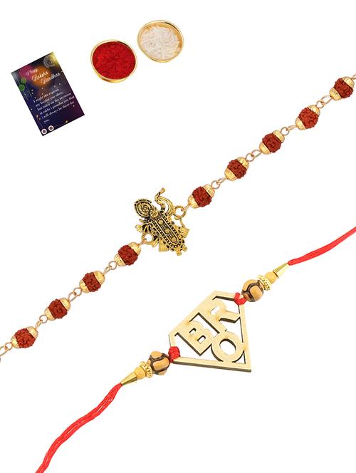 pack of 2 rakhi set with roli chawal & greeting card - 17909977 - Very Small Image - 1