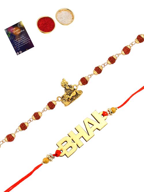pack of 2 rakhi set with roli chawal & greeting card - 17910013 - Very Small Image - 1