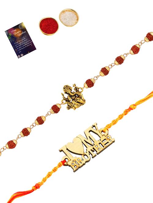 pack of 2 rakhi with roli chawal & greeting card - 17910027 - Very Small Image - 1