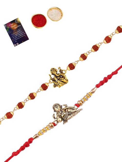 pack of 2 rakhi with roli chawal & greeting card - 17910052 - Very Small Image - 1
