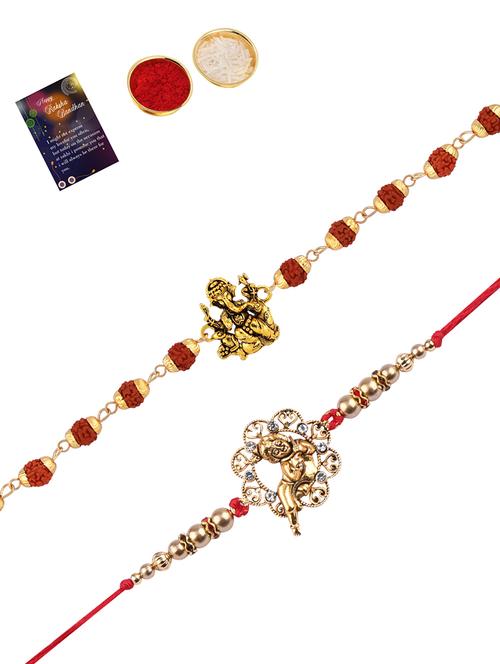 pack of 2 rakhi with roli chawal & greeting card - 17910053 - Very Small Image - 1