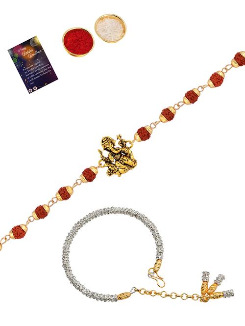 pack of 2 rakhi with roli chawal & greeting card - 17910062 - Very Small Image - 1