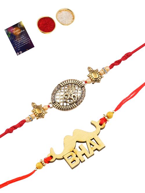 pack of 2 rakhi set with roli chawal, greeting card - 17910219 - Very Small Image - 1