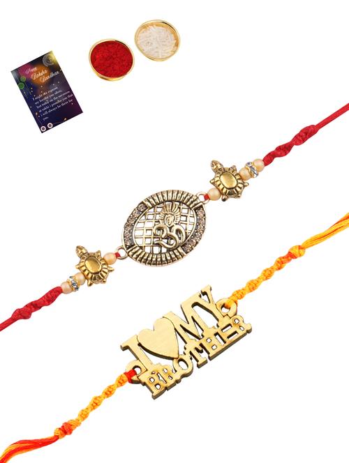pack of 2 rakhi set with roli chawal and greeting card - 17910276 - Very Small Image - 1