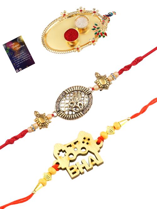 pack of 2 rakhi set with roli chawal and greeting card - 17910283 - Very Small Image - 1