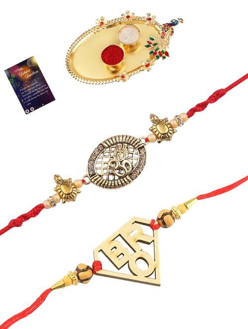 pack of 2 rakhi set with roli chawal and greeting card - 17910284 - Very Small Image - 1