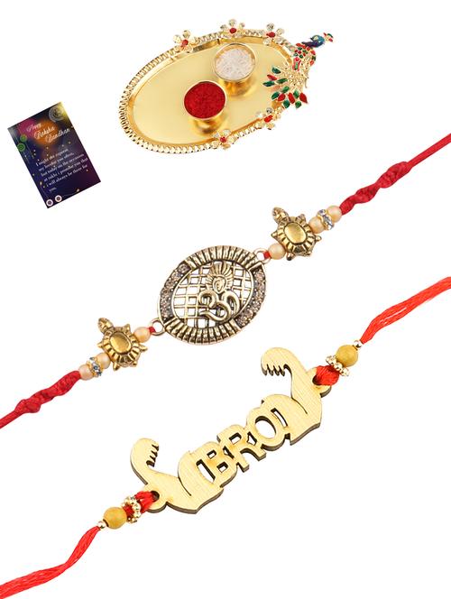 pack of 2 rakhi set with roli chawal and greeting card - 17910285 - Very Small Image - 1